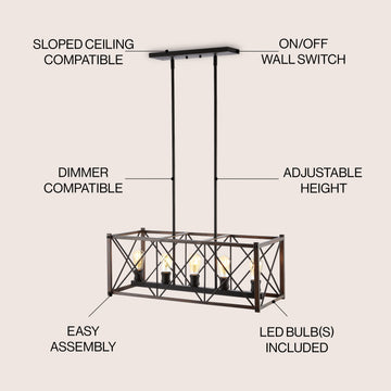 Ferme 16" Adjustable Iron Rustic Farmhouse LED Pendant - JONATHAN Y
